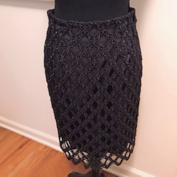 Vintage Burberry Crochet Lace Skirt in Navy Blue size 2